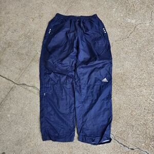 Vtg Y2k ADIDAS Small 3 Stripe Logo Plain Earthtone Athletic Track Pants Navy Lg